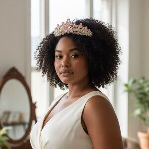 Princess Crown, pink crystal crown, girls jewelry, cake crown, gold crown Tiara